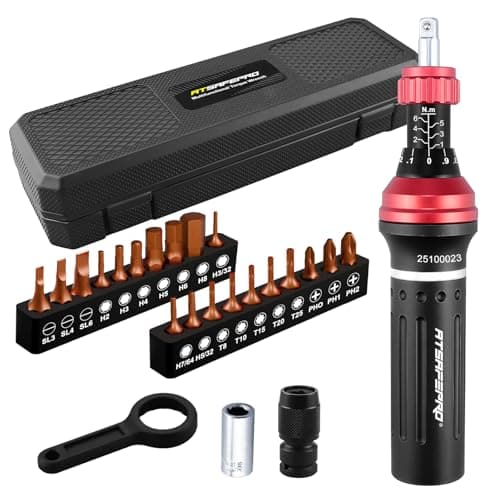 Image of ATsafepro Torque Screwdriver Set 1-6 Nm, Torque Wrench Screwdriver 1/4" Bit Adapter with 22 Precision Bits - Slotted, Hex, Torx and Phillips Bits, for Electronics, Bikes, DIY