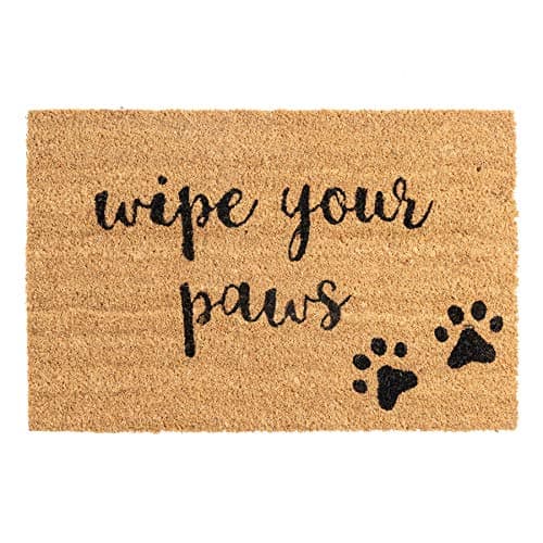 Image of Nicola Spring Coir Door Mat - 60 x 40cm - Paws - Pack of 1 - Decorative Indoor Front Door Floor Mat Entry Dirt Trapper Rug Outdoor Boot Scraper Non Slip Backing Doormat