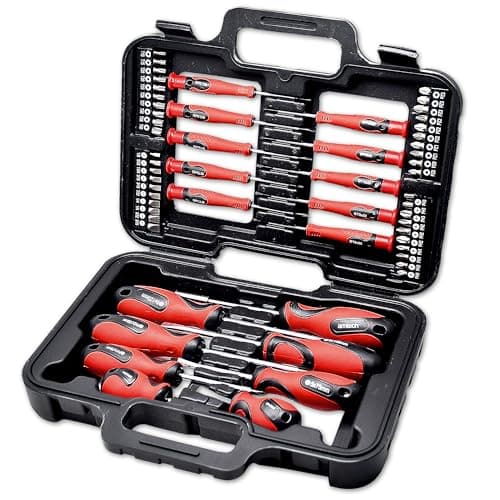 Image of Amtech - 58pc Screwdriver & Bit Set in Case, Precision & Standard Drivers with Magnetic Tips, for Electronics Repairs & General DIY Tasks