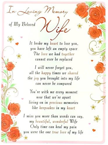 Image of Special Thoughts Loving Memory Open Graveside Memorial Card - Beloved Wife 6.5" x 4.75"