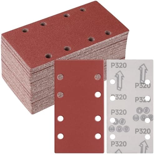 Image of Sruhrak 93x185mm Sandpaper Set, 50 Pieces Sanding Sheets Stick and Peel Sanding Pads 320 Grits Sander Paper for Bosch Electric Sander Polishing, Rust Removal