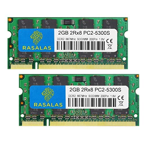 Image of Rasalas PC2-5300 DDR2 667 4GB Kit (2x2GB) 5300 DDR2 Sodimm PC2-5300S 1.8V CL5 RAM Memory Modules for Intel, MAC, AMD System Notebook Laptop