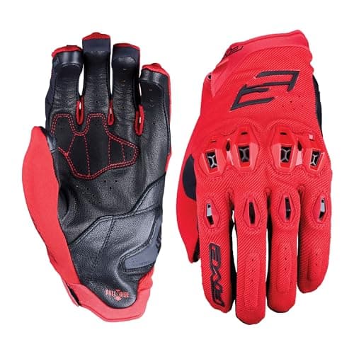 Image of FIVE GLOVES Stunt EVO 2 Men's Motorcycle Gloves - Riding Gloves for Motorcycle, Scooter & More - with AirgoProtech Shells - Red, L-10
