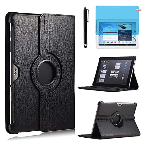 Image of Case for Samsung Galaxy Note 10.1 inch 2012 (GT-N8000 N8010 N8013),360 Degree Rotating Stand Case Full Protective Cover,with Stylus Pen,Screen Film (Black)