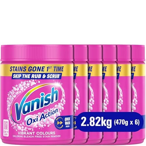 Image of Vanish Gold Oxi Action Laundry Booster and Stain Remover Powder for Colours | Pack of 6 | 470g Each | 6 x 470g | Packaging May Vary