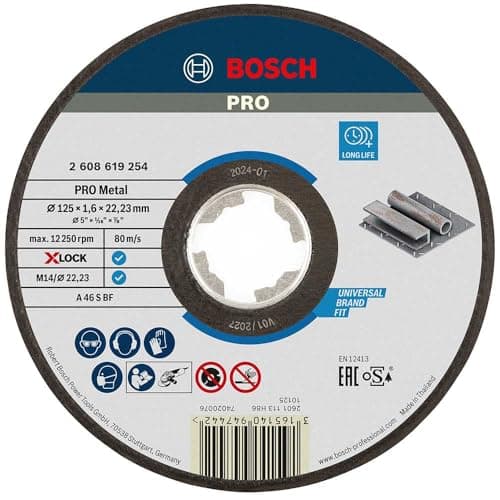 Image of Bosch Professional 2608619254 Straight Cutting Disc Expert (for Metal, X-LOCK, Diameter 125 mm, Bore Diameter: 22.23 mm, Thickness: 1.6 mm)
