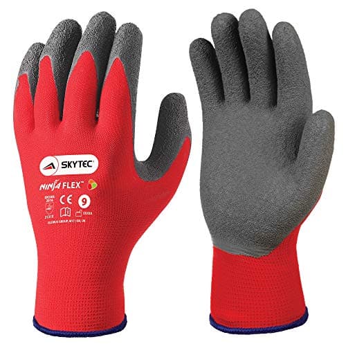Image of Skytec Ninja Flex Pack of 1 Safety Work Gloves – Lightweight Red Nylon Gloves with Secure Grip Ideal for Heavy-Duty Work (Small)