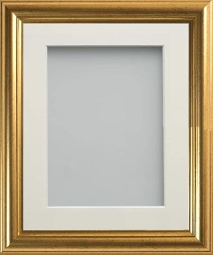 Image of Frame Company Eldridge Gold 7x5 inch Picture Photo Frames With Ivory Mount for Image 5x3.5 inch *Choice of Sizes* Fitted with Real Glass