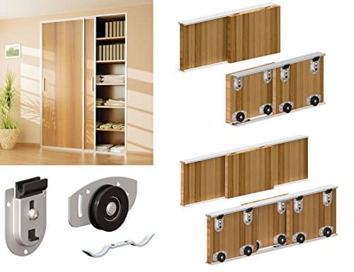 Image of Sliding Wardrobe 3 Door 2400mm Twin Track Gear System ARES 2 Roller Internal Cupboard 70kg