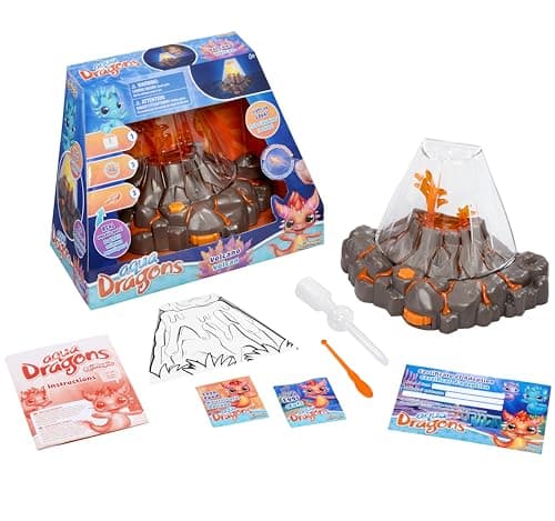 Image of Animagic Aqua Dragons Volcano | Build an Aquatic Ecosystem, Watch Prehistoric Pets Hatch & Grow | Science Kit with LED Light-Up Tank | Includes Exclusive RED Aqua Dragons | Ages 6+