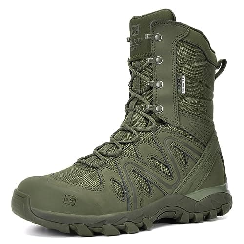 Image of XPETI Mens Tactical Boots Waterproof Combat Boots for Men Lightweight Military Hiking,Green Size 10 UK