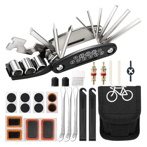 Image of 16-in-1 Bike Tool Kit, Portable Bycle Puncture Repair Kit, Multifunction Repair Tools for Road & Mountain Bicycles