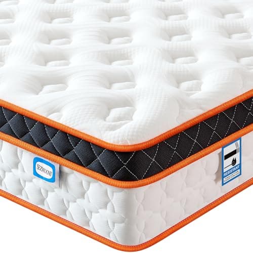 Image of SEZMOONSI Super King Mattress 6FT, 10.6 Inch Gel Memory Foam, Individually Pocket Sprungs Medium Firm, Orthopedic Hybrid Mattress for Back Pain Relief 180x200x27cm