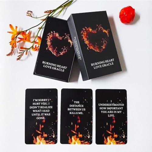 Image of LIGHTOF JUSTICE Burning Heart Love Oracle Cards Deck, Twin Flame Oracle Cards, Oracle Deck Help You Gain Insight into What The Person is Thinking or Trying to Communicate with You