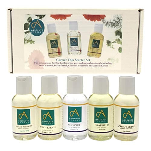 Image of Absolute Aromas Carrier Oil Starter Set Pack (5 x 50ml) - 100% Pure and Natural Carrier Oils - Sweet Almond, Peach Kernel, Fractionated Coconut, Grapeseed and Apricot Kernel Oils