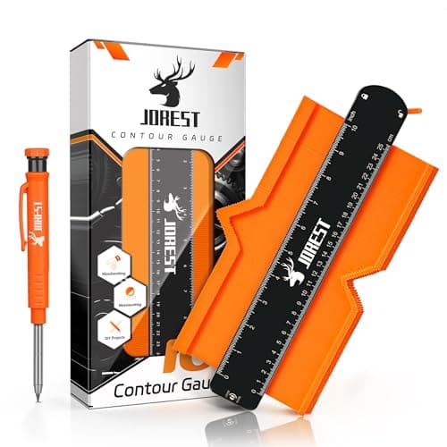 Image of JOREST Contour Gauge 10 Inch + Carpenter Pencil, Profile Template Tool for Laminate Flooring, Tile Laying, Woodworking, Measuring Shape Outline, Unique Gifts Ideas for Men Dad Husband Him