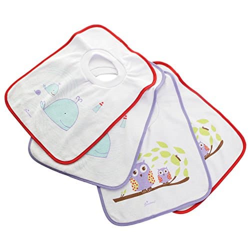 Image of Dreambaby Terry Cloth Pullover Baby Bibs - Super Absorbent for Feeding and Drooling Toddlers - Owl and Whales, 4 Count (Pack of 1), G536