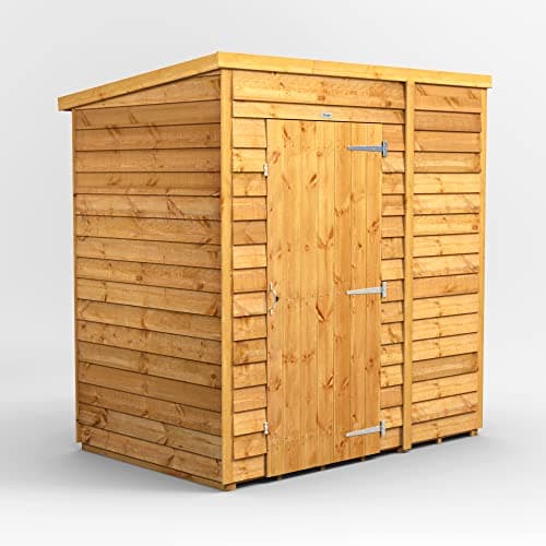 Image of Powersheds High Grade Premium Pent Overlap Wooden Shed, Security Features, Door Flexibility, made from 10 mm Extra Thick Timber (Windowless)