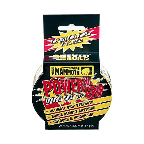 Image of Everbuild Mammoth Powerful Grip Tape – Reinforced Double Sided Tape – Heavy Duty – Clear – 25mm x 2.5m