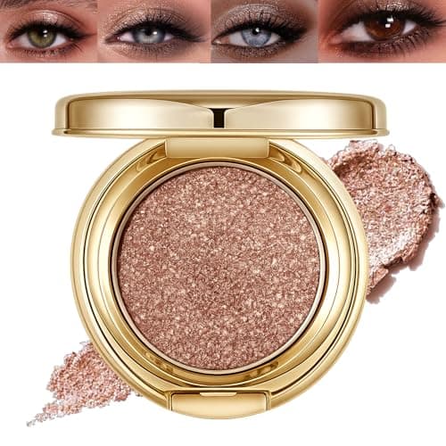 Image of Champagne Golden Glitter Eyeshadow Single - Smooth & Blendable Shimmer, High Pigment & Sparkly Finish, Waterproof & Smudge-Proof for Day & Night Glam - Multi-Use Eye & Face Highlighter