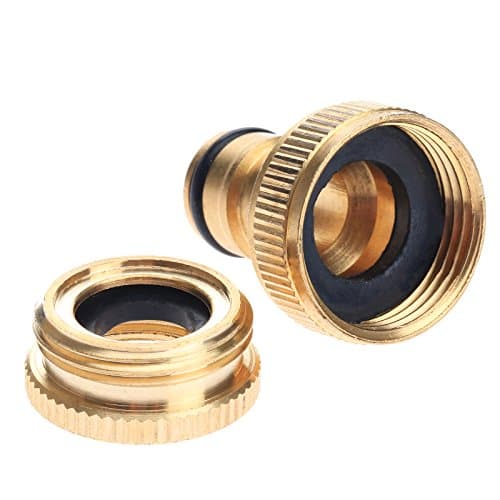 Image of DRELD Garden Hose Tap Connector 2-in-1, 1/2" & 3/4" BSP Garden Hose Brass Tap, Gardening Pipe Faucet Adapter for Gardening, Washing Machine (2-in-1)