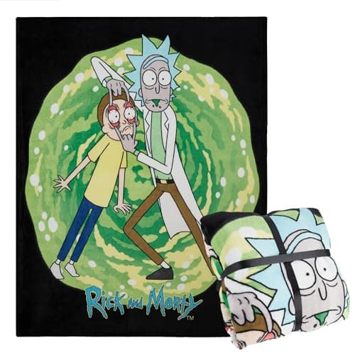 Image of RICK AND MORTY Fleece Blanket Super Soft Blanket Throw Bed Accessories 150 x 130 Sofa Throw Bed Blankets Gifts for Him (Green/Black)