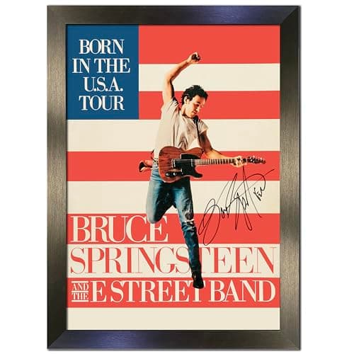 Image of Bruce Springsteen Born In The USA Tour Poster Reproduction A3 Framed Rock Wall Art Black Frame | Framed Music Memorabilia | Size 46x34cm | Collectible Autograph Wall Art No195