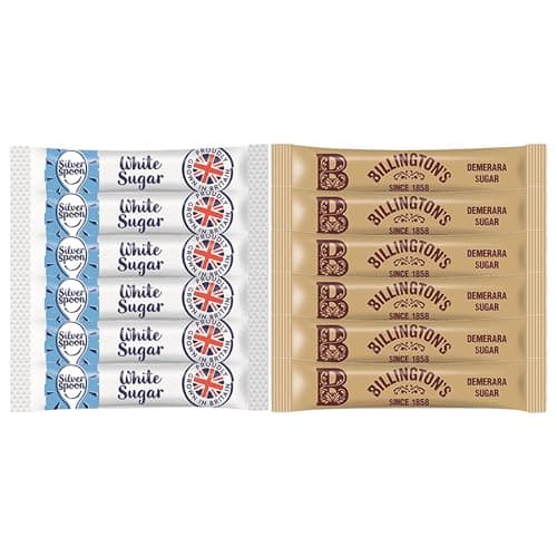 Image of 100 Silver Spoon White Sugar Sticks & 100 Billington's Brown Sugar Sticks