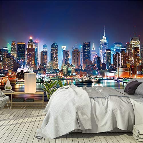 Image of murimage Photo Wallpaper New York Night 366 x 254 cm Including Paste Wall Mural 3D Manhattan Skyline USA City View Skyscraper