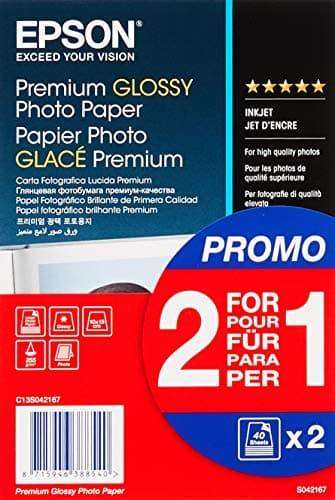 Image of EPSON Premium glossy photo paper inkjet 255g/m2 (A6 paper 100x150mm) 2x40 sheets 1-pack, White