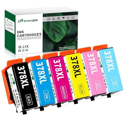 Image of Greenjob 378XL Ink Cartridges Replacement for Epson 378 Ink Cartridges Multipack Compatible with Expression Photo XP-8500 XP-8505 XP-8600 XP-8605 XP-8700 XP-8000 XP-8005 XP-15000 Printer (6-Pack)