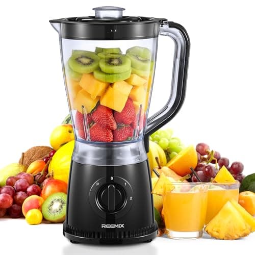 Image of Blender 1.5L Plastic Jug Blender, 2 Speed Settings + Pulse, Stainless-Steel Blades, Dishwasher-Safe Pitcher for Smoothies, Crushing Ice & Family Meals