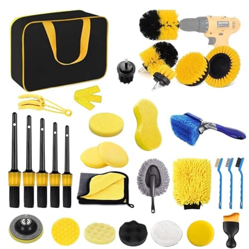 Image of Car Detailing Kit 31 Pcs Car Cleaning Kit Interior Exterior Car Care Detailing Set Car Duster Polishing Pads Set for Cleaning Car Motorcycle Bike Wheels Engine Emblems Leather Dashboard Air Vent