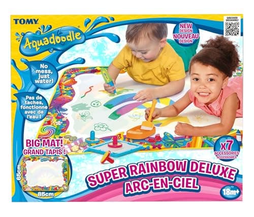 Image of Aquadoodle Super Rainbow Deluxe Large Water Doodle Mat, Official Tomy No Mess Colouring & Drawing Game, Suitable Toddlers and Children,18 Months+