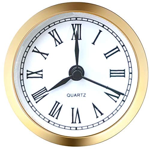 Image of HILLHOME Mini Quartz Clock Insert Round Fit-up Movement - White Dial, Gold Trim (2.4 Inch/61mm)