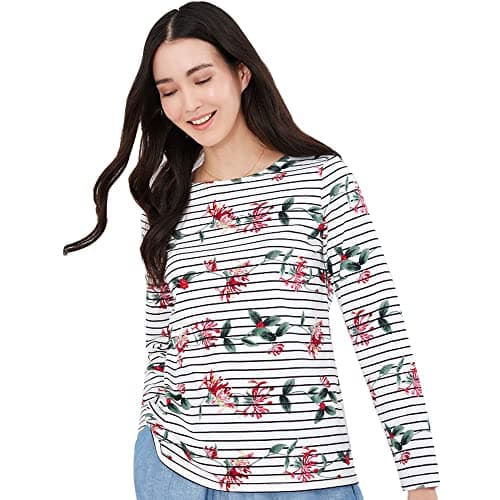 Image of Joules Womens Harbour Print Long Sleeve Jersey Top - Floral Cream Stripe - 22