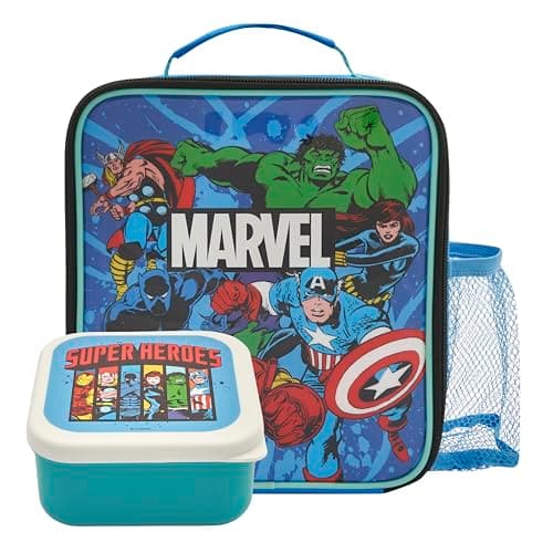 Image of Marvel Avengers Super Bag with Mini Heroes Lunch Box, Polyester, Blue