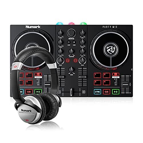 Image of Numark Party mix II + HF 125 - DJ Controller/DJ Set for Beginners with Built-In DJ Lights & DJ Mixer for Serato DJ Lite and Ultra-Portable Professional DJ Headphones