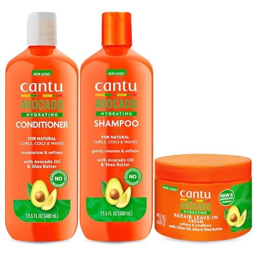 Image of Cantu Avacado Hydrating Cream Shampoo, Conditioner and Leave-In Cream (Set of 3)