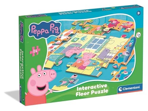 Image of Clementoni Interactive Floor Puzzle - Peppa Pig With Electronic Pen, 24-Piece Learning Puzzle for Preschool Kids Age 3+