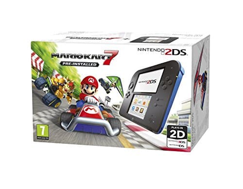 Image of Nintendo Handheld Console - Black/Blue 2DS with Pre-installed Mario Kart 7 (Nintendo 3DS)