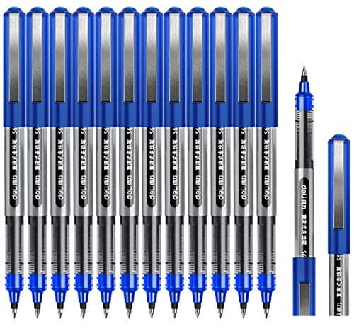 Image of Surcotto Rollerball Pen, 0.5mm Blue Pens, Smooth Ballpoint Pen Quick-Drying Liquid Ink Rollerball Pens - Pack of 12