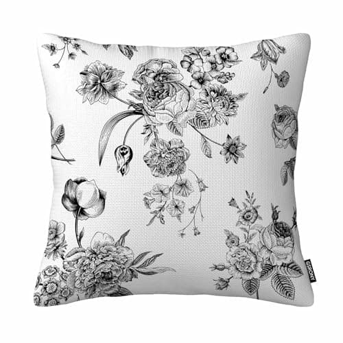 Image of GSRONY Floral Throw Pillow Covers Vintage Flowers Garden Roses Tulips Delphinium Petunia Cushion Pillow Case 18x18 Inches