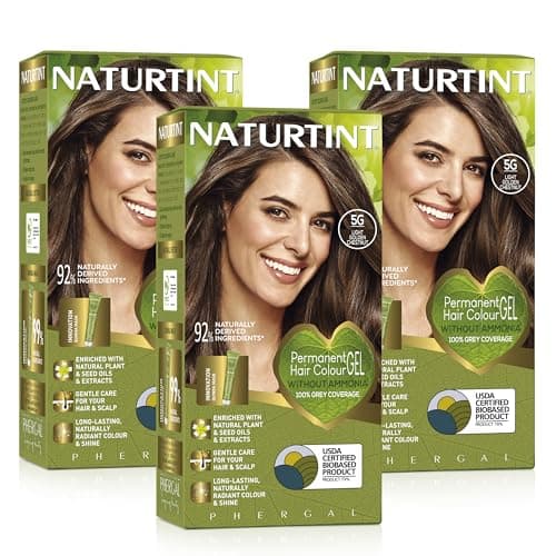 Image of Naturtint (3 PACK) Permanent Hair Colour Gel 5G Light Golden Chestnut | Ammonia Free | Vegan | 100% Grey Coverage | Long Lasting Results