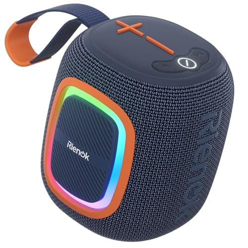 Image of RIENOK Bluetooth Speaker Wireless Portable Waterproof Speaker with Lights FM Radio 15-Hour Playtime Bluetooth 5.3 TF Card USB Playback Mini for Home Garden Party Camping Travel