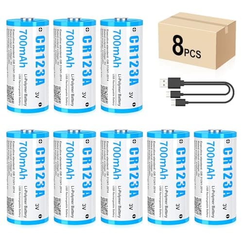 Image of HITRENDS CR123A Rechargeable Batteries with USB-C Charging Port – 700mAh 3V Lithium-Polymer Battery, 1000-3000 Cycles, Leak-Proof & Eco-Friendly for Cameras, Flashlights, Smoke Detector (8)