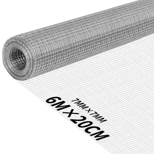 Image of RITOLLO 6m x 200mm Rodent Mesh Wire Roll – Galvanized Welded Hardware Cloth, 7x7mm Wire Mesh for Rodent Protection & Chicken Coops, Easy to Cut Garden & Animal Enclosure Mesh