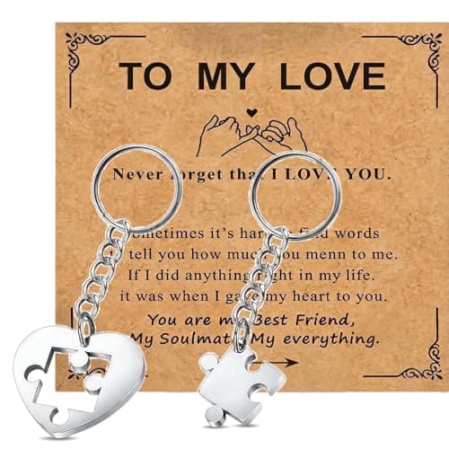 Image of AIKOBAA 2Pcs Couples Keyrings Matching Keychains Love Keyring, Valentine's Day Romantic Gifts for Him Her, Gifts for Boyfriends Birthday, Couple Gifts for Him and Her.