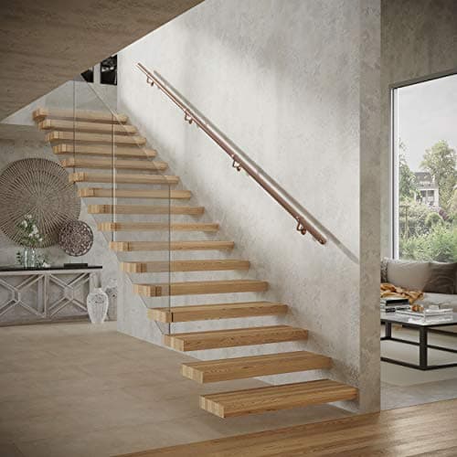 Image of 3.6m Premium Staircase Handrail Banister Stairs Rail Support Kit 3.6m x 40mm Stainless Steel - Antique Copper - Antique Brass - Matt Black (Antique Copper)