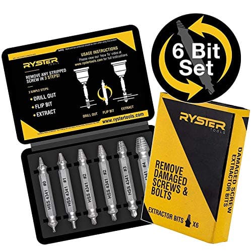 Image of Damaged Screw Extractor - Remover for Stripped Head Screws, Nuts & Bolts | Set of 6 | Drill Bit Tools for Easy Removal of Broken & Rusty Hardware | Hardened High Speed Steel (HSS)